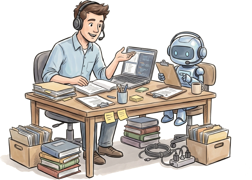 Human specialist collaborating with an AI support assistant